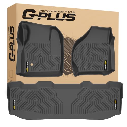 G-PLUS Floor Mats 3PCS Fit for Ford F250 F350 Super Duty Crew Cab Models 1999-2007,TPE Custom Fit All Weather Floor Liners 1st & 2nd Row Car Mats 1999
