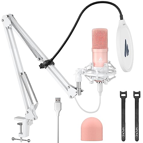 MAONO USB Microphone, 192kHz-24bit Plug & Play PC Computer Podcast Condenser Cardioid Metal Mic Kit with Professional Sound Chipset for Recording, Gam