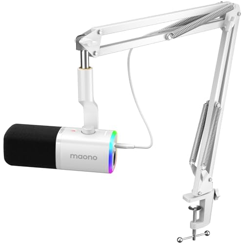 MAONO XLR-USB Gaming Microphone Kit: Dynamic PC Mic for Streaming Podcasting, Software Support, Mute Button, Gain Control, RGB Computer Mic with Boom