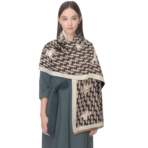 EXTREE Women's Scarf Pashmina Shawls and Wraps for Evening Dress Bridesmaid Wedding Bridal Winter Warm Long Large Scarves Black Classic Horse