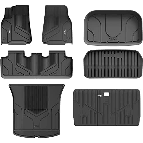 3W Floor Mats Fit for Tesla Model Y 2026 2025 2020-2024 5-Seat TPE All Weather Heavy Duty Anti-Slip Full Set Floor Mats Cargo Liner Rear Seat Back Mat