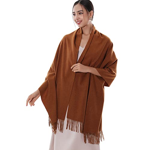RIIQIICHY Winter Scarfs for Women Pashmina Shawls Wraps for Evening Dresses Large Warm Soft Scarves Caramel