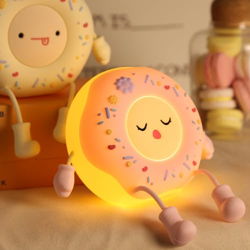 Doughnut Night Light - Cute Donut Night Lamp USB Rechargeable, Auto-Off Bedside Sleep Lamp, Office Study Room Home Desk Ornament, Birthday Gifts for G