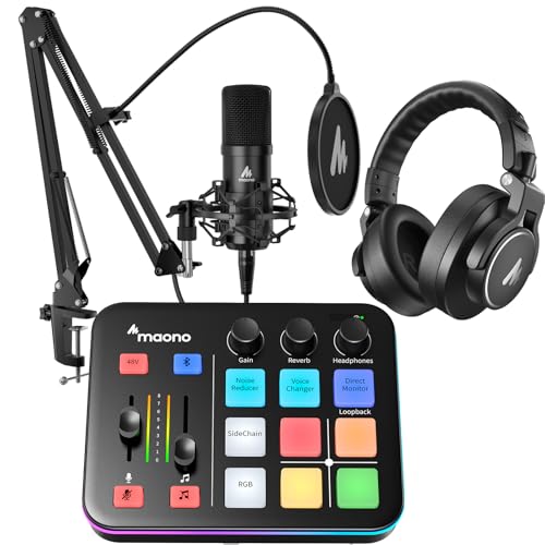MAONO USB XLR Condenser Microphone Set: PC Computer Podcast Cardioid Metal Mic Kit with Software for Recording, Studio, Singing, YouTube (A04 Gen2+G1