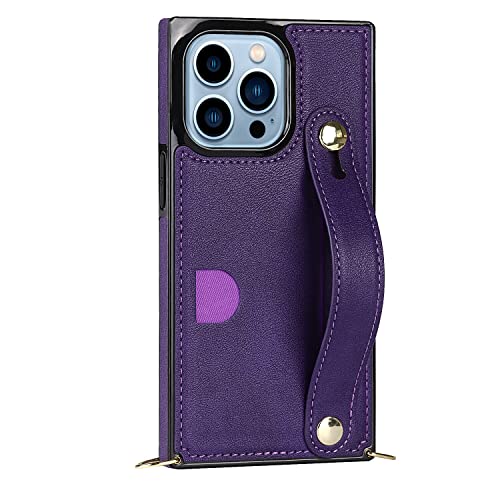 for iPhone 14 Pro Max with Wrist Strap and Lanyard, Card Holder Phone case with Multi-Functional Stand and Scratch-Resistant, Anti-Drop Protection.（