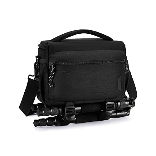 BAGSMART Small Camera Bag for Photographers, Compact Camera Shoulder Bags for DSLR-SLR-Mirrorless Cameras, Waterproof Crossbody Camera Case with Tripo