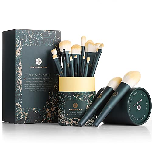 Professional Makeup Brush Set, EIGSHOW Makeup Brushes Perfect for Foundation Face Powder Blending Blush Bronzer Eyeliner Eye Shadow Brows with Case (P