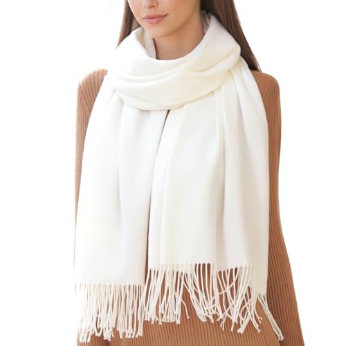 RIIQIICHY Scarf for Women Scarves and Wraps Winter Warm Pashmina Shawl for Cold Weather Ivory