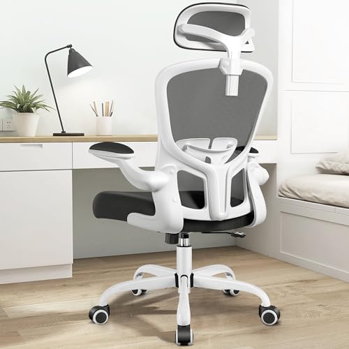 FelixKing Office Chair with Headrest, Home Office Desk Chairs with Flip-Up Armrests, Adjustable Height Ergonomic Office Chair Lumbar Support, Mesh Bac
