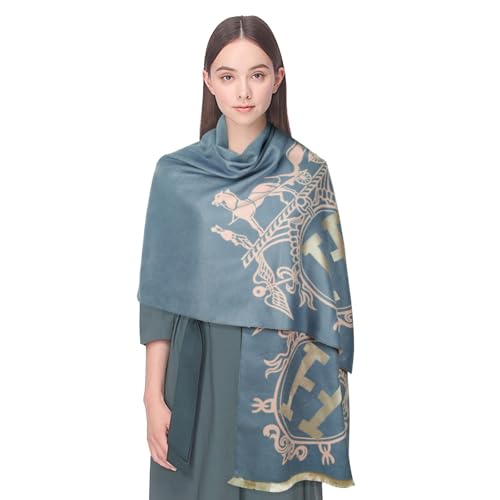 EXTREE Women's Scarf Pashmina Shawls and Wraps for Evening Dress Bridesmaid Wedding Bridal Winter Warm Long Large Scarves Misty Blue Big H Knight Carr