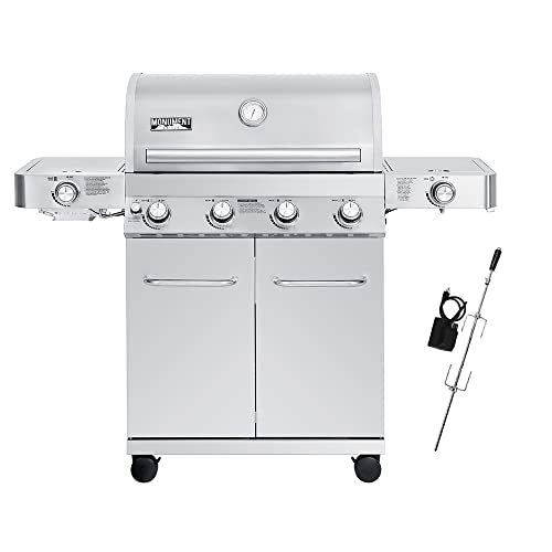 Monument Grills Larger 4-Burner Propane Gas Grills Stainless Steel with Rotisserie Kit(2 Items) Grill with Rotisserie Kit