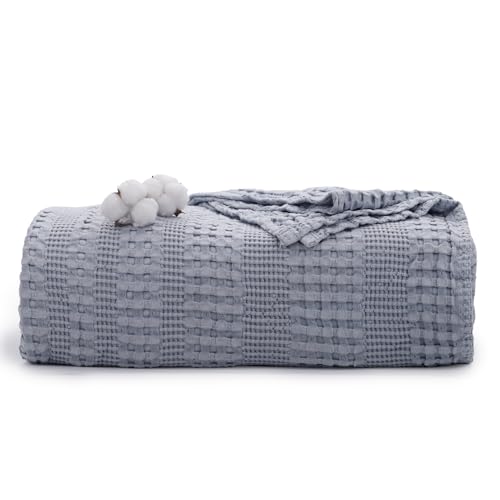 Cooling Cotton Waffle Weave Throw Blanket - Lightweight Breathable Blanket of 50% Rayon Derived from Bamboo for Hot Sleepers, Summer Throws for Couch