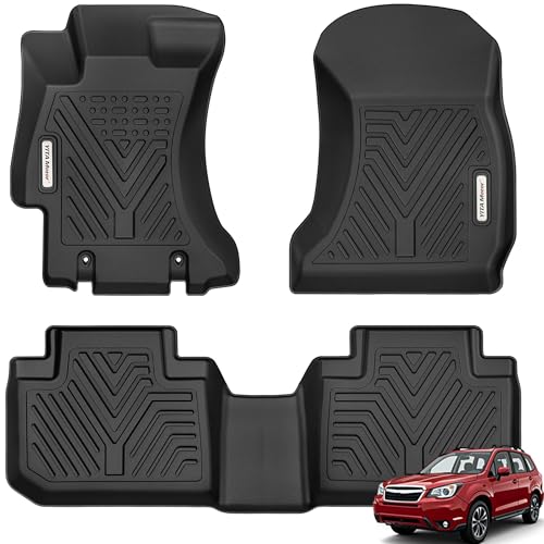 YITAMOTOR Floor Mats Compatible with 2014-2018 Subaru Forester, Custom Fit Black TPE Floor Liners 1st & 2nd Row All-Weather Protection 14-18 Forester