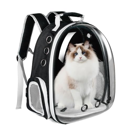 Cat Backpack, Airline Approved Bubble Carrying Bag for Small Medium Dogs Cats, Space Capsule Pet Carrier Dog Hiking Backpack Travel Carrier(Black)
