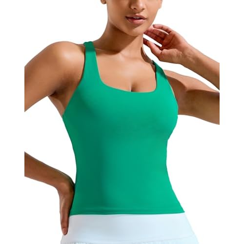 RUNNING GIRL Tank Tops with Built in Bras, Racerback Activewear Yoga Workout Tops for Women Green Large