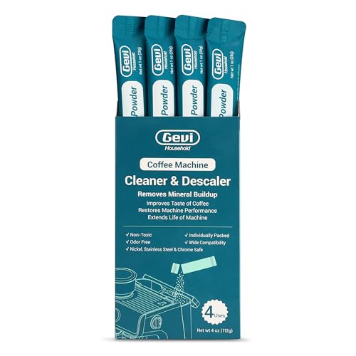 Gevi Household Coffee Maker Cleaner, Espresso Machine Cleaning Powder - 4 Use & Individually Packed for Each Use | Organic Citric Acid Cleaner Compati
