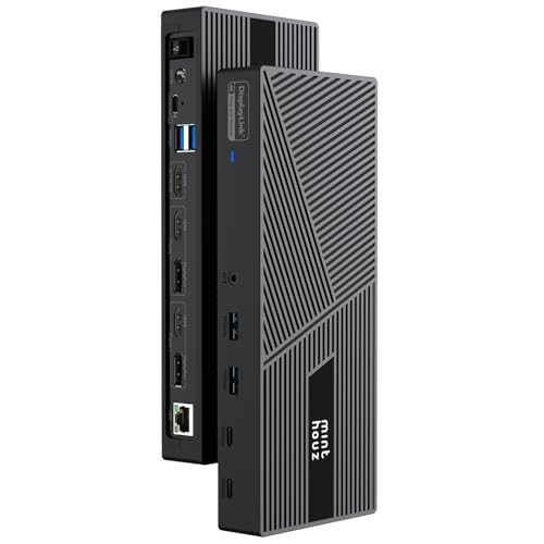 Minthouz DisplayLink Docking Station Triple Display 4K@60Hz for 3 Monitors, Thunderbolt 4-3 100W Charging & 160W Power, 3HDMI, 2 PD, 6 USB with Gigabi