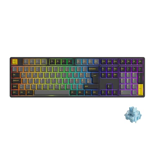 Akko 5108B Plus Kabellose Gaming-Tastatur, Schwarz & Gold, Hot-Swap-fähige mechanische Tastatur mit DREI Modi und RGB-Hintergrundbeleuchtung (ISO-DE-
