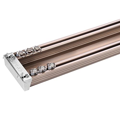 ZSHINE Curtain Conjoined Double Track Customize Length Ceiling or Wall Mounting Heavy-Duty Curtain Rails for Living Room Bedroom Room Divider(champagn