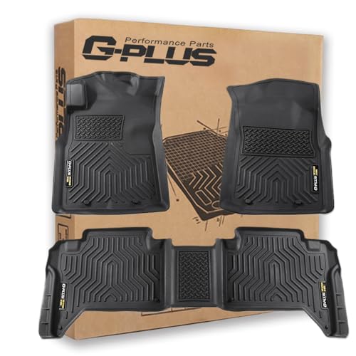 G-PLUS Floor Mats Compatible with Toyota Tacoma 2005-2015 Double Cab All Weather Full Cover Protection TPE Car Floor Cargo Liners Accessories 3 Piece,