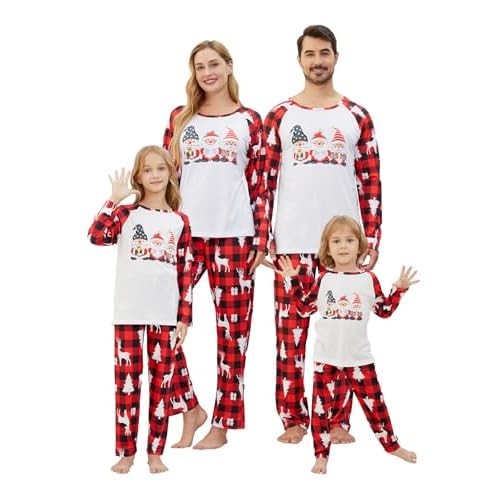 VENTELAN Family Matching Christmas Pajamas Set Holiday Santa Claus Sleepwear Xmas PJS Set for Couples and Kids Kids 2T White-Red