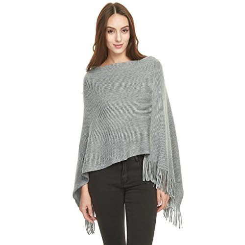 Ferand Women's Lightweight Poncho Sweater Versatile Shawl Wraps Holiday Gifts for Women 2024 One Size Dark Grey
