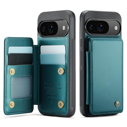 for Google Pixel 9 Wallet Case with RFID Blocking and 4 Credit Card Holder, Premium Durable Slim Leather Magnetic Clasp Kickstand Heavy Duty Shockproo