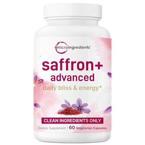 Saffron+ Advanced Supplements, 60 Veggie Capsules | 10-in-1 with Saffron Extract, High Absorption Fat-Soluble Vitamin C, Magnesium, Turmeric & KSM-66