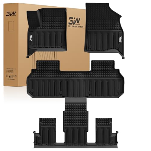 3W Floor Mats for Chevy Traverse 2024-2026 (Only 7 Seats) & GMC Acadia 2024-2026 (Only 7 Seats) & Buick Enclave 2025-2026, All Weather TPE Custom Fit
