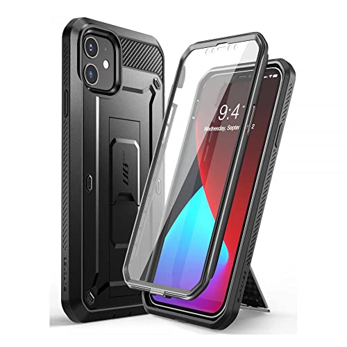 SUPCASE Unicorn Beetle Pro Series Case for iPhone 12 Mini (2020 Release) 5.4 Inch, Built-in Screen Protector Full-Body Rugged Holster Case (Black) Bla