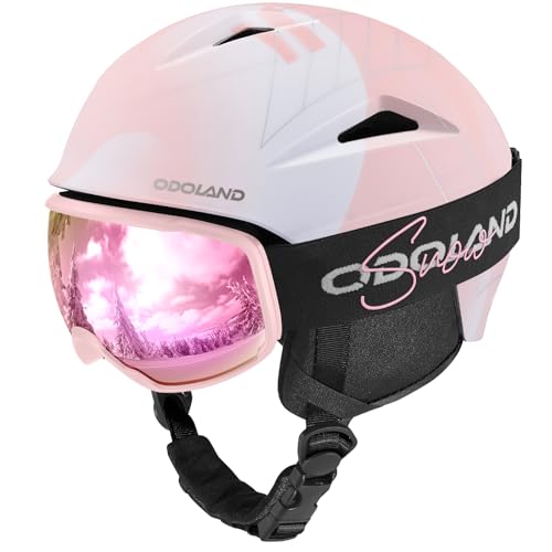 Odoland Snowboard Helmet, Ski Helmet with Ski Goggles for Adults & Youth, Durable PC Shell & EPS Foam, Safety Snow Helmets Goggles for Men Women Light