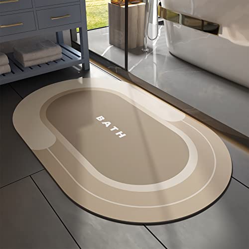 MontVoo Bath Mat - Non Slip, Quick Dry, Stain Resistant Bath Mat Rug for Bathroom Floor - Easy Care Shower Rug for Outside Bathtub - 24"x35" Beige Bei