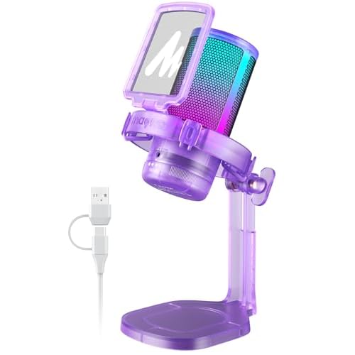 MAONO Gaming Microphone with Noise Cancellation, PC USB Condenser Mic for Computer, Mac, Laptop, PS5, Streaming, Podcast, Twitch, YouTube, Discord, Ga