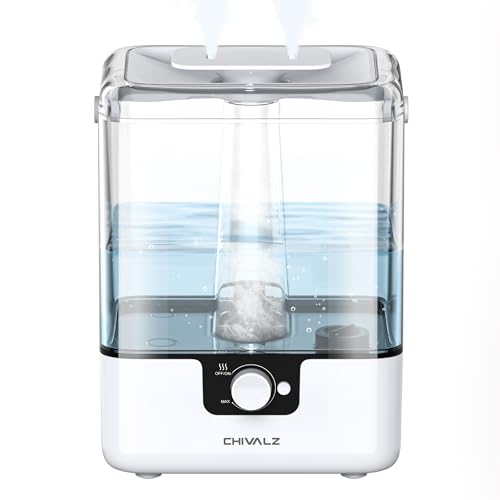 CHIVALZ Humidifiers for Bedroom, 6L Cool Mist Humidifiers for Baby Nursery, 26dB Quiet, 50H Runtime, Top Fill Humidifier for Large Room, Home, Plants,