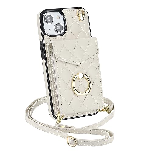for iPhone 14 Pro Max Wallet Case with Ring,High-end Stylish Luxury Leather Accordion Card Holder,Anti-Drop Lanyard,Multi-Functional Ring Stand,Protec