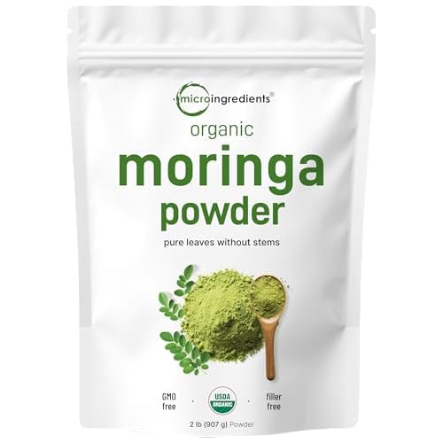 Organic Moringa Oleifera Leaf Powder, 2 Pounds, Rich in Antioxidants and Immune Vitamin, Great Superfoods for Moringa Tea, Moringa Drink, India Grown,