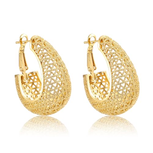 Gold Earrings,Gold Hoop Earrings For women, 14K Gold Plated Dangle Earrings, Gold Earrings For Women Hoops, Silver Hoop Earrings For Women gold17