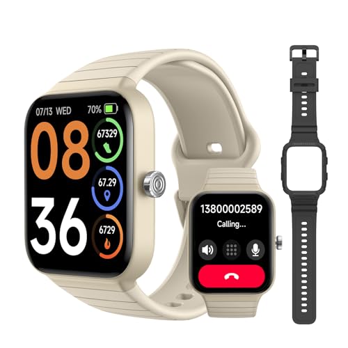 SKG Smart Watch for Women Men (Answer-Make Call), Alexa Built-in, Extra Black Band, IP68 Smartwatch for Android iPhone, 100+ Sport 1.8" Fitness Tracke