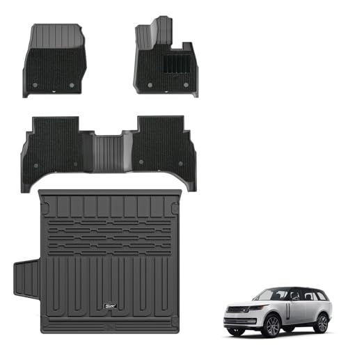 3W Floor Mats & Cargo Liner Fit For Range Rover SE-HSE 2022 2023 2024 with Carpets on TOP, TPE Dog Friendly Mats, All Weather Waterproof Non Slip Car