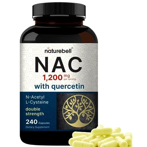 NatureBell NAC Supplement 1200mg Per Serving | 240 Capsules, N-Acetyl Cysteine with Quercetin | Double Strength - Support for Immune, Liver, & Lung He