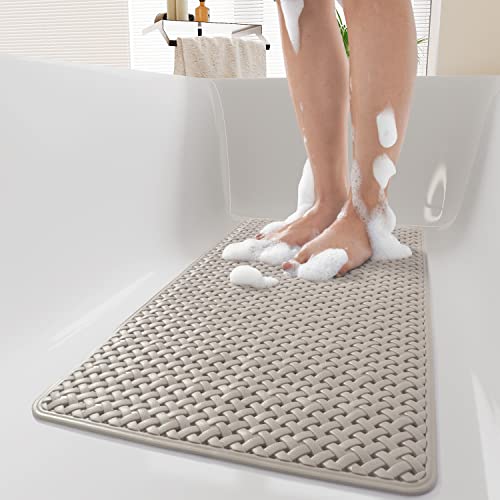 PADOOR Extra Long 40”x16” Bathtub-Mat Non Slip with Suction Cups and Drain Holes, Machine Washable Shower Mat Anti Slip Bath Mat for Tub & Shower,