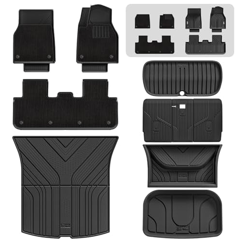 3W 13 Pcs Floor Mats Custom Fit for Tesla Model Y Juniper 2025 2026 New, Thorex™ All Weather Dog Friendly Full Coverage Car liners & Trunk Mats & Se