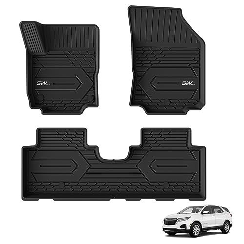 3W Floor Mats Fit for 2018-2024 Chevrolet Chevy Equinox-GMC Terrain, TPE All Weather Custom Fit for Chevrolet Equinox L-LS-LT-RS, GMC Terrain Denali A