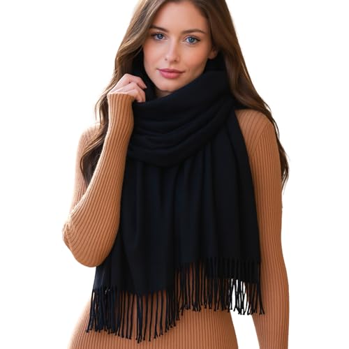 RIIQIICHY Scarf for Women Scarves and Wraps Winter Warm Pashmina Shawl for Cold Weather Black