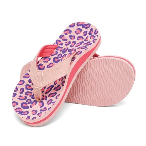 INMINPIN Kids Boys Girls Flip Flops Comfort Quick-Dry Beach Pool Aqua Thong Sandals(Little Kid-Big Kid) 11 Little Kid Leopard Pink