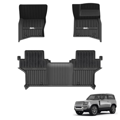 3W Floor Mats Fit for Land Rover Defender 90 L663 2020-2024 2025, All Weather Pet Dog Friendly TPE Floor Liners, Waterproof Anti Slip Easy Clean Heavy