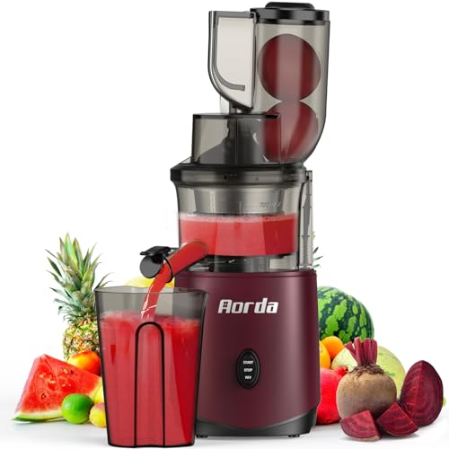 Masticating Cold Press Juicer Machines: 200W Pure Slow Juicer With Quiet Motor For Vegetable And Fruit Easy To Clean, Red