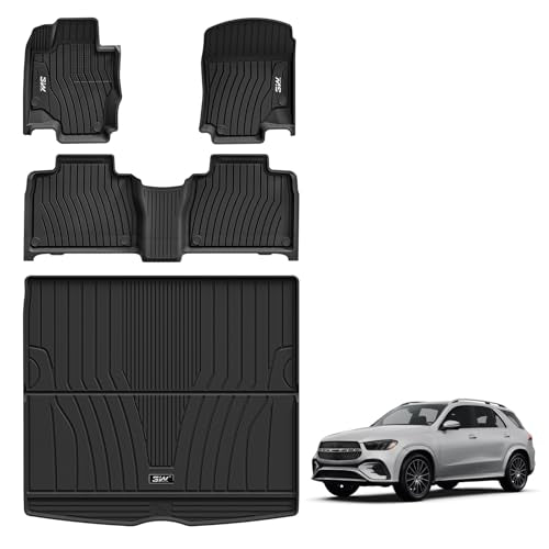 3W Floor Mats & Cargo Liner for Benz GLE 2020-2026, TPE All Weather Custom Fit Floor Liner & Trunk Mats Car Mats fit GLE 350-450-450e-580-53 AMG-63 AM