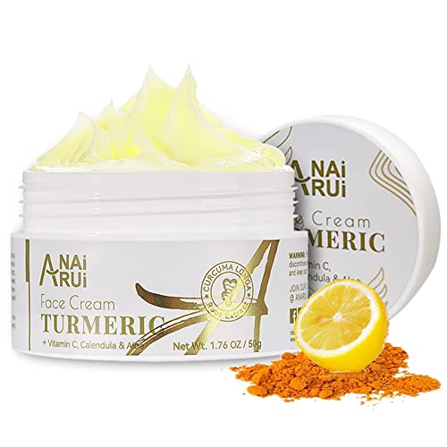 ANAI RUI Facial Moisturuzier, Turmeric Face Cream with Vitamin C for Hydrating, Firming, Tightening Skin, Turmeric Vitamin C Cream for Dark Spots, Dry