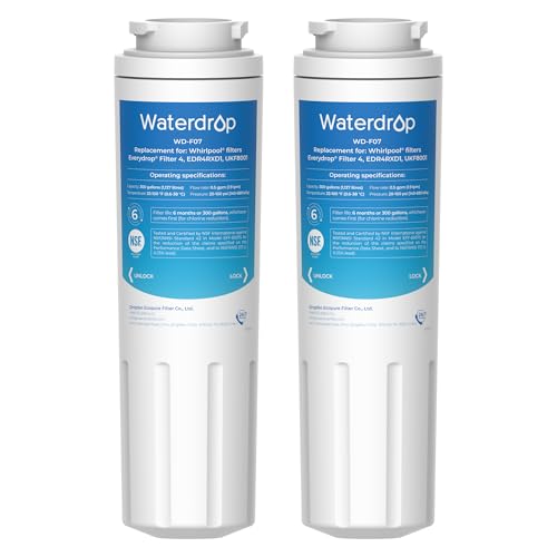Waterdrop UKF8001 Refrigerator Water Filter 4, Replacement for Whirlpool® EDR4RXD1, EveryDrop® Filter 4, Maytag® UKF8001AXX-750, UKF8001AXX-200, 46